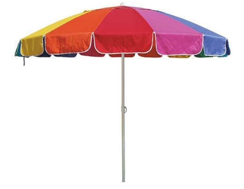lot 6 image: Rainbow 8 Ft Beach Umbrella with Tellon Coated Weatherproof Polyester Cover and Carry Bag