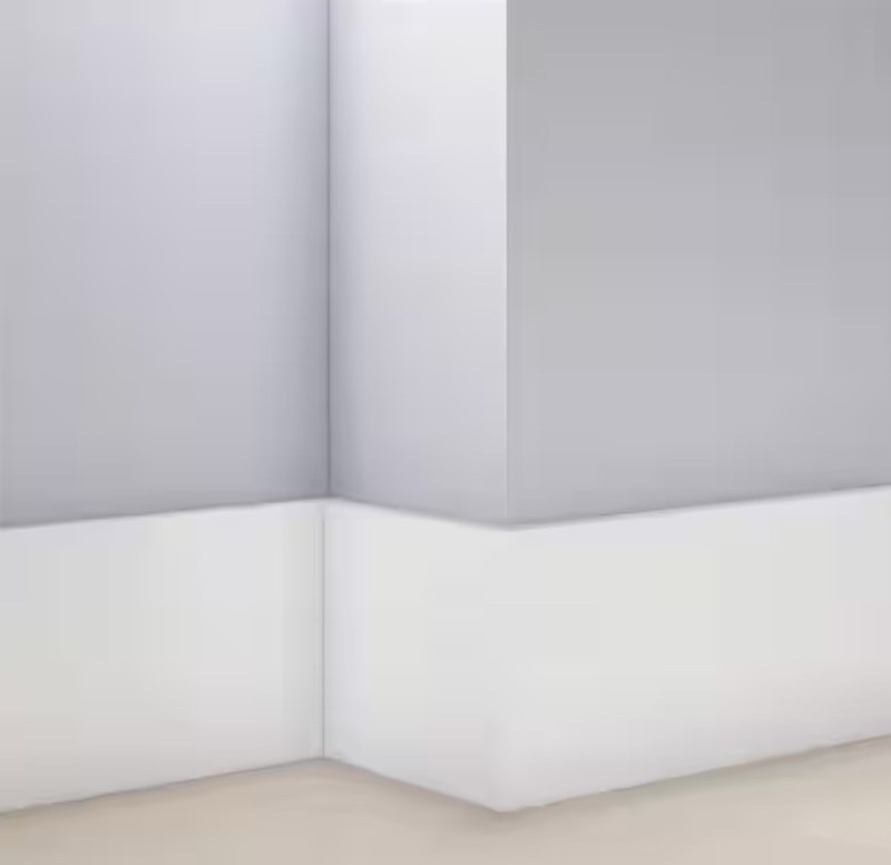lot 34 image: 5-12 in. x 58 in. x 96 in. Baseboard White Prepainted Waterproof PVC Moulding - 1 Piece - Multi Lot Read Description