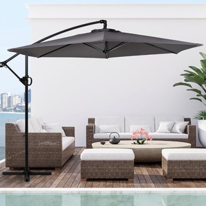 lot 41 image: Patio Umbrella,Hanging Offset Umbrella, Outdoor Cantilever Hanging Umbrella with Easy Tilt,Crank, Cross Base, Poolside Sun Shade Canopy, Dark Gray