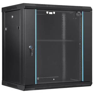 lot 6402 image: $126 VEVOR 12U Wall Mount Cabinet, 15.5 Deep, Locking Glass Door
