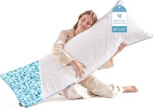 lot 6409 image: 2 Pack YZ HOME Long Body Pillow, Firm Shredded Memory Foam, 20x54