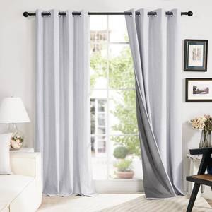 lot 6413 image: Deconovo Linen-Look Blackout Curtains, Light Grey 52W x 84L 2P
