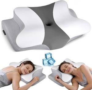 lot 6433 image: Cervical Neck Pillow for Pain Relief   Ergonomic Orthopedic Foam, see note