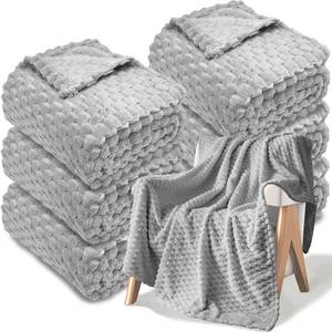 lot 6438 image: 6 Pcs Flannel Throw Blanket Bulk 50x60 Turtle Velvet Jacquard Gray