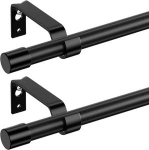 lot 6452 image: Curtain Rods Set of 2, Black, 40 62 in, 58 in Metal Adjustable