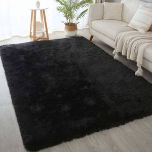lot 6457 image: KICHOWUA Area Rug Black Fluffy Shag 5x7 Ultra-Soft Plush Non-Slip