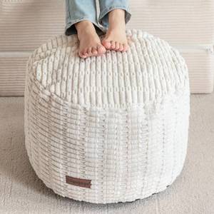 lot 6466 image: $50 HIGOGOGO Pouf Ottoman Round Foam-Filled Foot Rest 20x15 in Beige