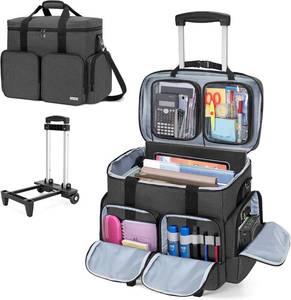 lot 6493 image: $70 CURMIO Rolling Teacher Tote with Padded 15.6 Laptop, Black