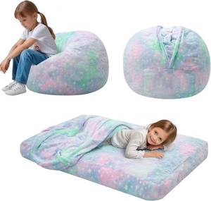 lot 6494 image: $65 COMAX Kids Bean Bag Chair Turns into Bed, Unicorn Toddler Chair