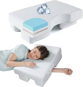 lot 6503 image: $57 Side Sleeper Pillow with Arm Hole - Adjustable Memory Foam Support