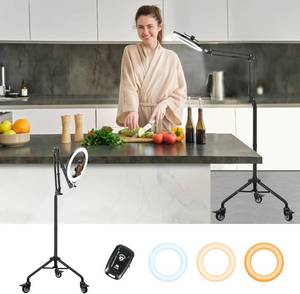 lot 6504 image: $70 LUXSURE iPhone Tripod with Ring Light, Overhead Mount & Casters