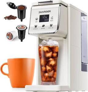 lot 6510 image: $70 Coffee Maker Hot & Iced with Bold Setting, 52 oz Tank, K-Cup White