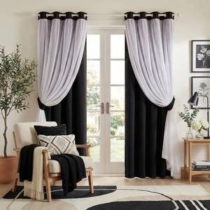 lot 6512 image: PONY DANCE Black Curtains 52x84, Set of 2, Blackout