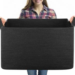 lot 6513 image: OIASKET 95L Extra Large Blanket Basket 24 x 16.9 x 14.2 in (Black)