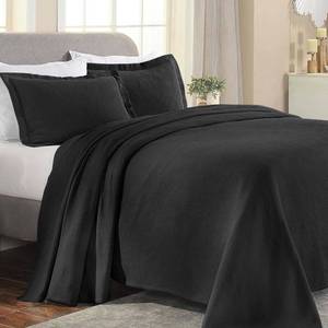 lot 6527 image: $115 Superior Paisley Cotton 3-Piece Bedspread Set, Queen, Black