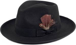 lot 6528 image: Fedora Hats Men & Women Wide Brim Felt Dress Panama Trilby, Medium