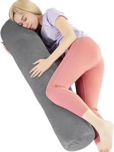 lot 6532 image: 1 MIDDLE ONE Body Pillow with Velvet Cover, 47x7.87in, Grey