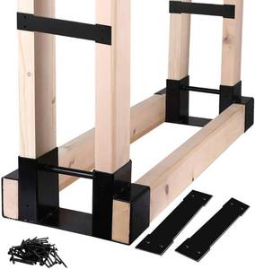 lot 6543 image: MOFEEZ Outdoor Firewood Log Storage Rack Bracket Kit, Adjustable