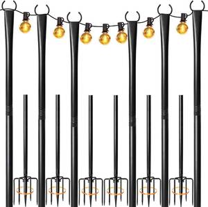 lot 6547 image: $55 6 Pack 10ft Heavy-Duty Metal String Light Poles for Outdoors
