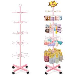 lot 6549 image: Flenpptly 5-Tier Rotating Jewelry Display Stand, Movable, Pink