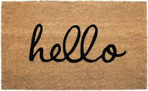 lot 6571 image: NIKKY HOME Coir Doormat Non-Slip Front Door Mat - Hello - 17x30