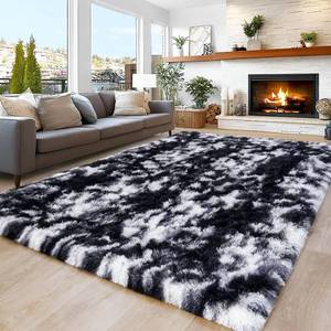 lot 6576 image: $70 8x10 Area Rugs for Living RoomBedroom, Soft Black White Shag