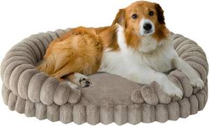 lot 6579 image: $47 BALANCE Calming Dog Bed for Large Dogs, 36-Inch Oval Washable Bed