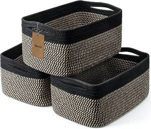 lot 6598 image: 3-Pack Storage Baskets for Organizing, Rope Baskets, BlackBrown