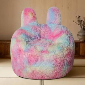 lot 6600 image: Fluffy Kids Bean Bag Chair with Plush Fur Cover, 2.5ft