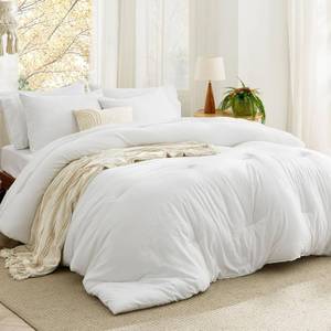 lot 6609 image: $54 Bedsure White Bed Set Queen Size, 7 Pieces Comforter Set