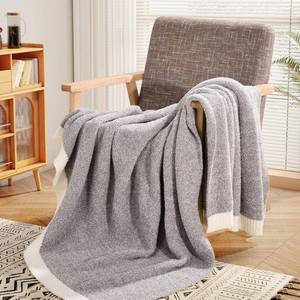 lot 6613 image: NEXHOME PRO Super Soft Throw Blanket, Reversible Knit, Taupe 50x60