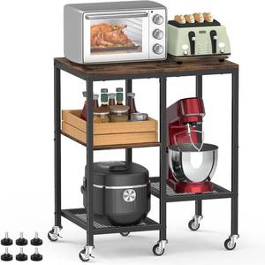 lot 6619 image: OGEMXU Kitchen Microwave Cart with Wheels, 4-Tier Bakers Rack