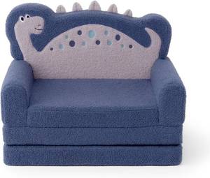 lot 6635 image: Blissful Diary Kids Couch 2-in-1 Fold-Out Sofa, Blue Dinosaur
