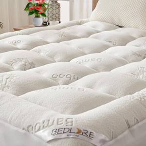 lot 6646 image: BEDLORE Queen Mattress Topper, Bamboo Viscose, Thick Pillow Top