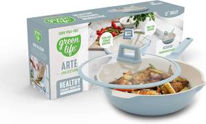 lot 6647 image: $52 GreenLife 12  (5QT) Deep Skillet Wok with Lid, PFAS-Free Ceramic