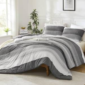 lot 6657 image: Litanika Queen Comforter Set Dark Grey - 3-Piece Down Alternative
