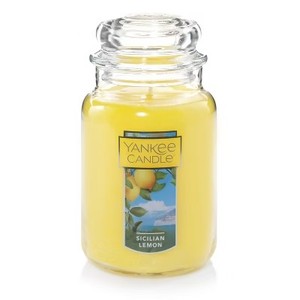 lot 6674 image: Yankee Candle 22oz Sicilian Lemon Jar Candle, Paraffin, 150hr