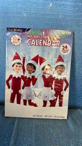lot 2025 image: Elf on the Shelf Holiday Countdown Calendar with 24 Chocolate Pieces 21 count.