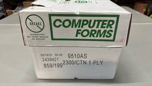 lot 2166 image: Computer Forms 9510AS Continuous Feed Paper