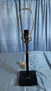 lot 3003 image: Modern Black Table Lamp with USB Charging Port and Gold Accents