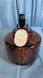 lot 3009 image: Threshold Brown Glass Table Lamp Base with Rotary Switch