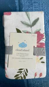 lot 3049 image: Cloud Island Floral Meadow Crib Fitted Sheet