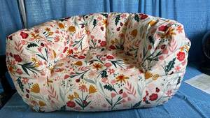 lot 3053 image: Pillowfort Corduroy Bean Bag Club Chair Floral Pattern