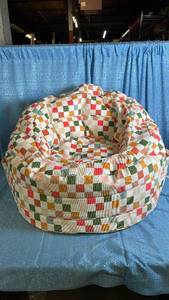 lot 3054 image: Pillowfort Bean Bag Chair with Multicolor Checkered Pattern