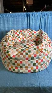 lot 3055 image: Pillowfort Bean Bag Chair with Multicolor Checkered Pattern