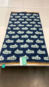 lot 3096 image: Pillowfort Submarine Pattern Bath Towel Blue Cotton 27x50 inch