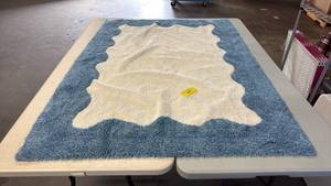 lot 8021 image: Pillowfort Wave Kids Area Rug Blue and Cream 4x5.6 Feet