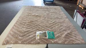 lot 8023 image: Pillowfort Chevron Area Rug 4x5 Cotton Beige