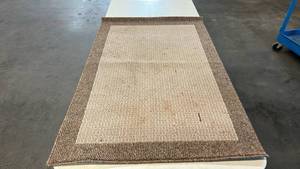 lot 8111 image: Beige Berber Loop Pile Accent Rug with Border