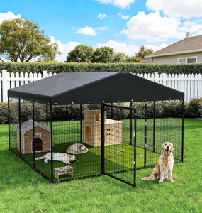 Dog Kennel Outdoor 10 x10 x6 FT, Dog Cage Outdoor for Medium/Large Dogs with Waterproof Roof Double Secure Locks Ground Spikes, All Weather Heavy Duty Dog Enclosure for Backyard Farm Ranch - Retail: $299